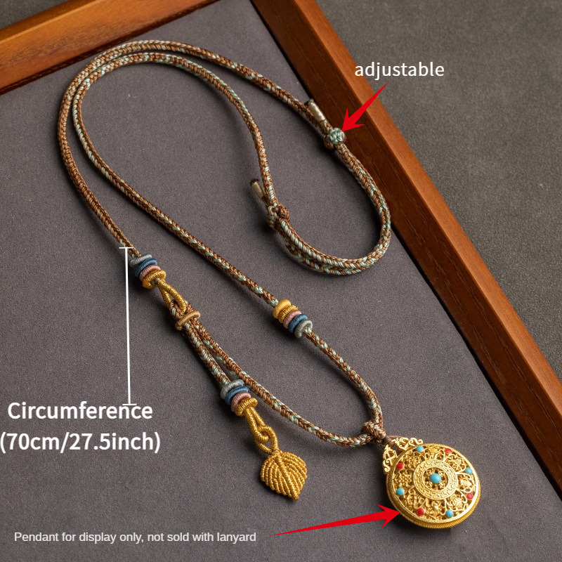 Polyester Fiber Necklace with Double Hanging Leaf Knot Pendant